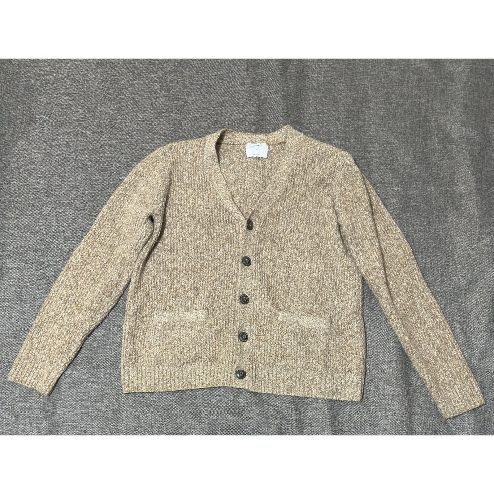 Old Navy Womens M Cardigan Sweater Tan Knit Button Front Pocket Marled